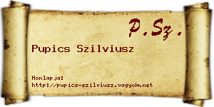 Pupics Szilviusz névjegykártya